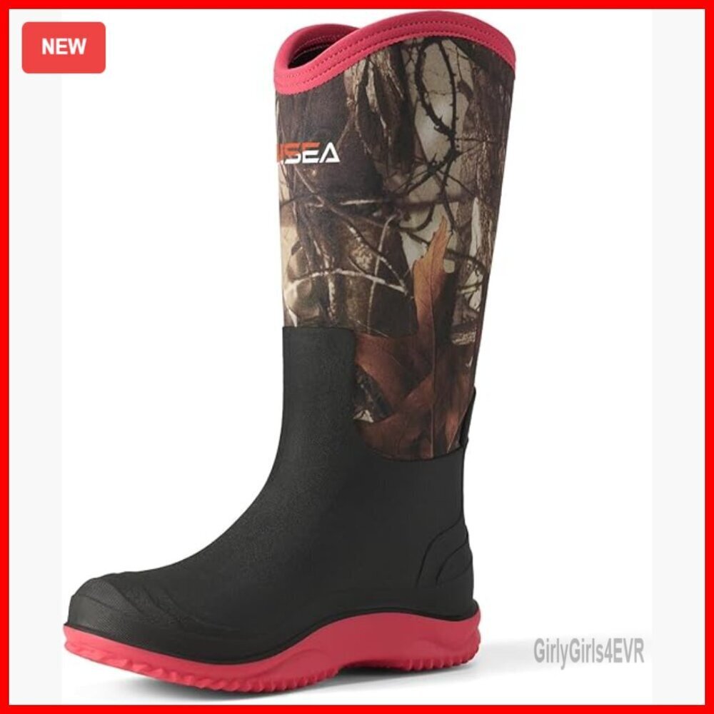 Women's Waterproof Neoprene Rain Boots, Insulated Outdoor Work Shoes